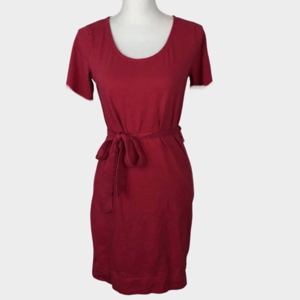 Red belted shift dress size medium